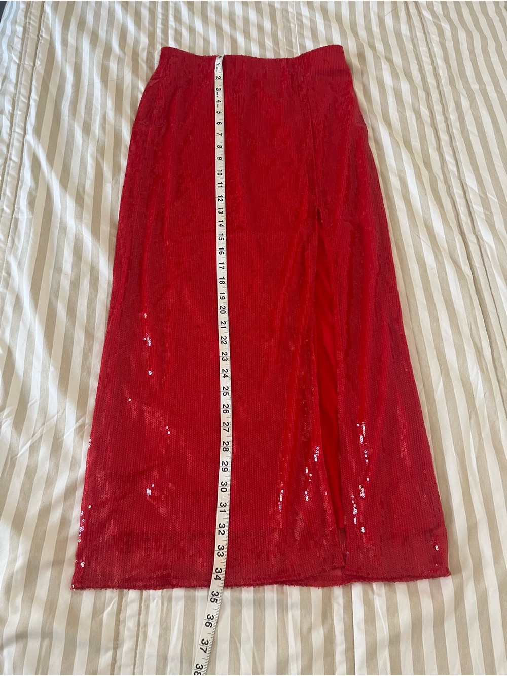 ✨ A New Day Red Sequin Skirt | Size XS | Midi to Maxi Length on Petite Frames - Picture 12 of 13